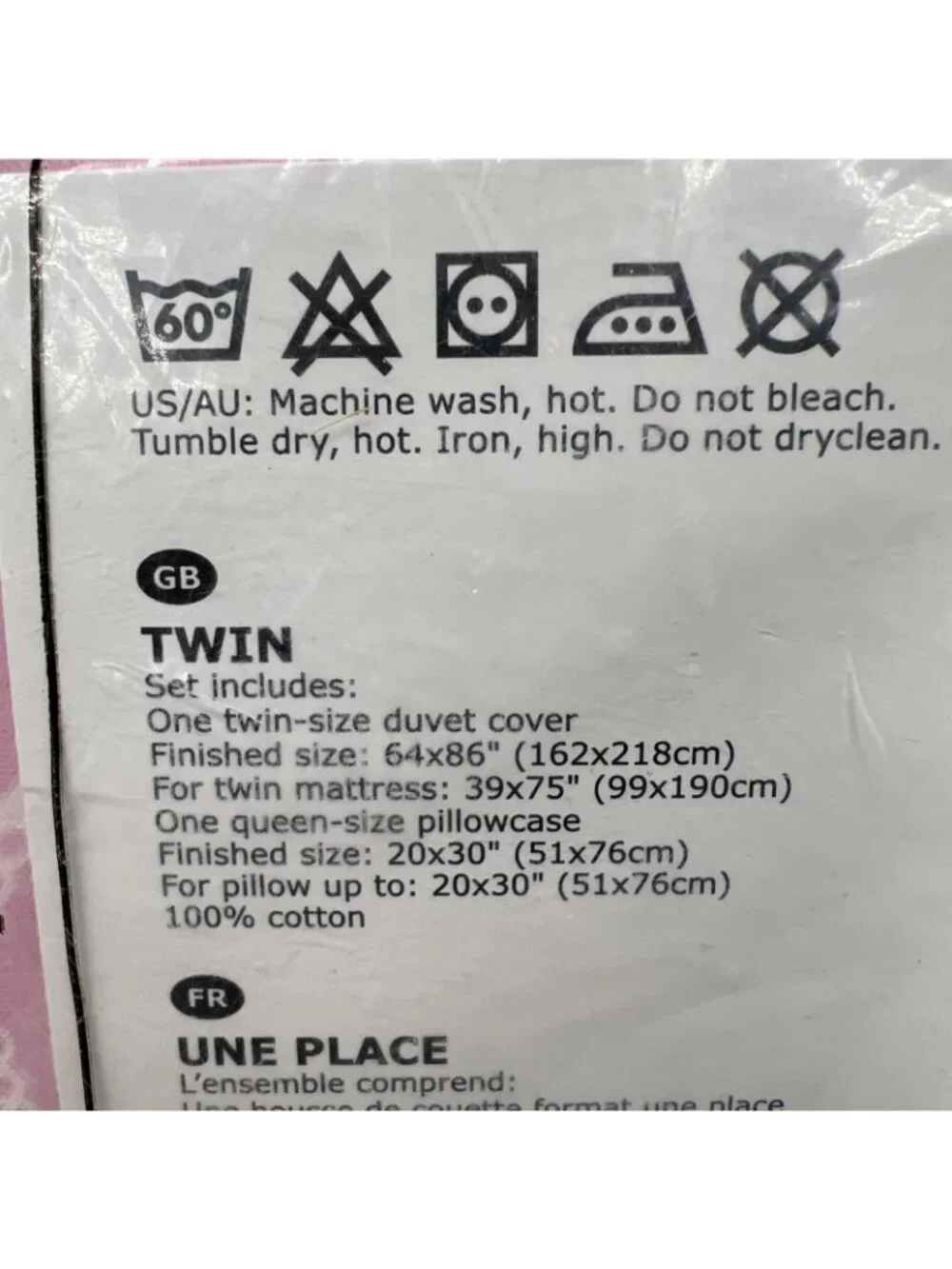 IKEA Vanskaplig Twin Duvet Cover Pillow Case Pink White Peace Butterflies